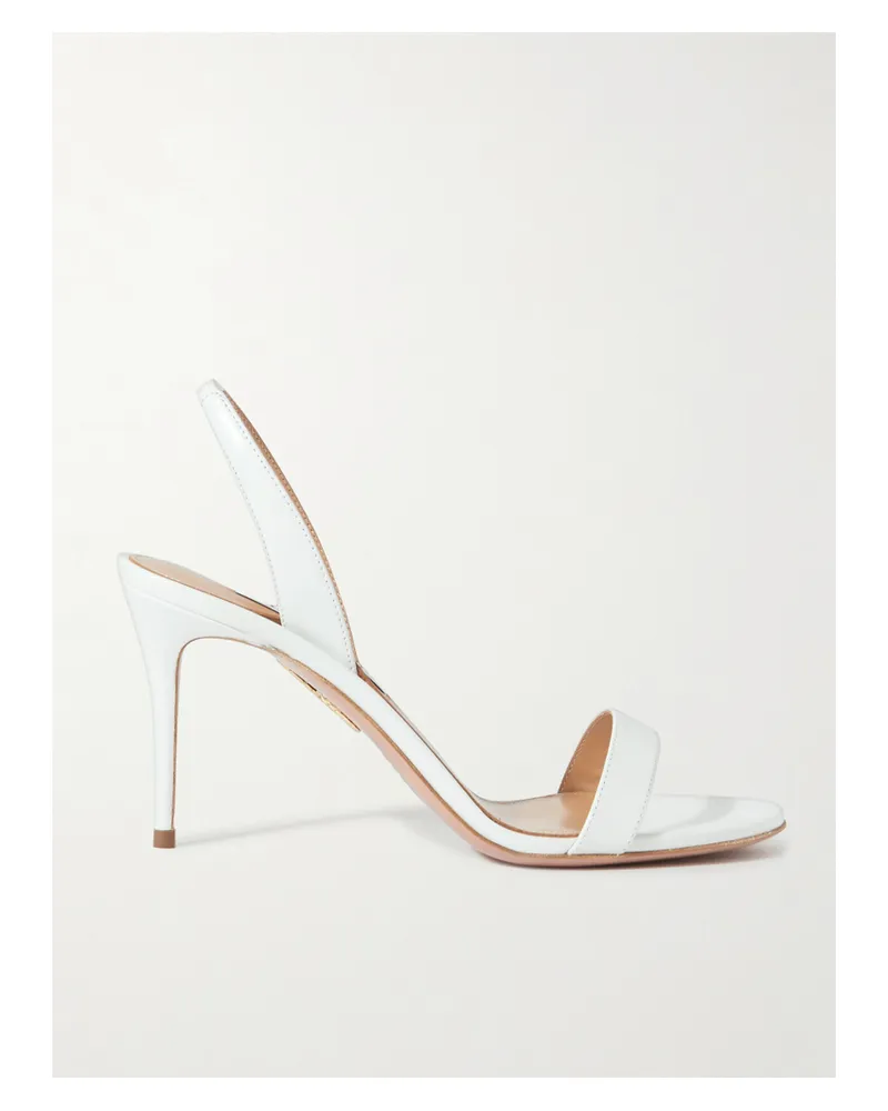 Aquazzura So Nude 85 Leather Slingback Sandals - White White