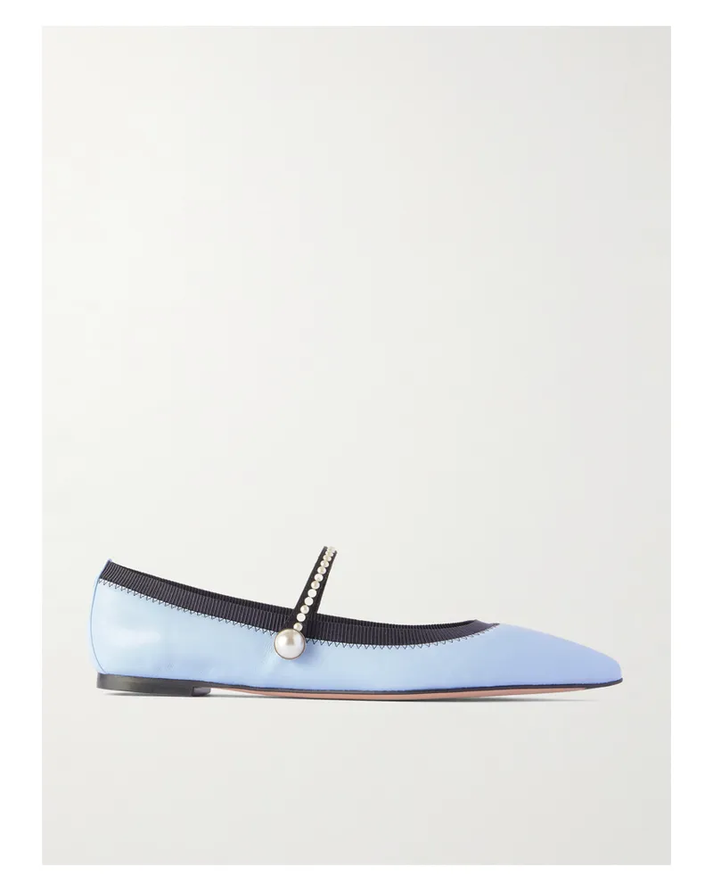 Aquazzura Romy Ballerinas Aus Leder Mit Ripsbandbesätzen Und Verzierungen - Blau Blau