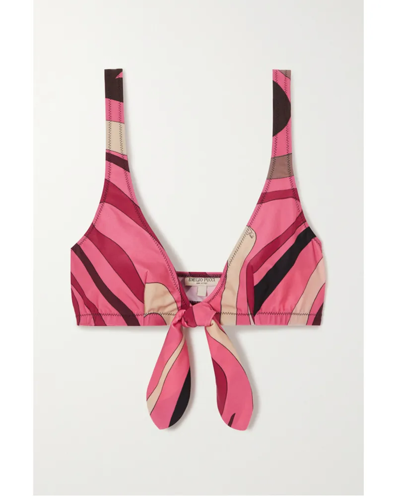 Emilio Pucci Marmo Bedrucktes Triangel-bikini-oberteil Pink