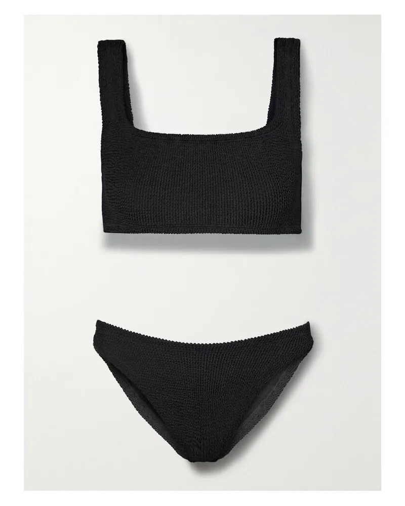 Hunza G Net Sustain Xandra Bikini Aus Seersucker - Schwarz Schwarz