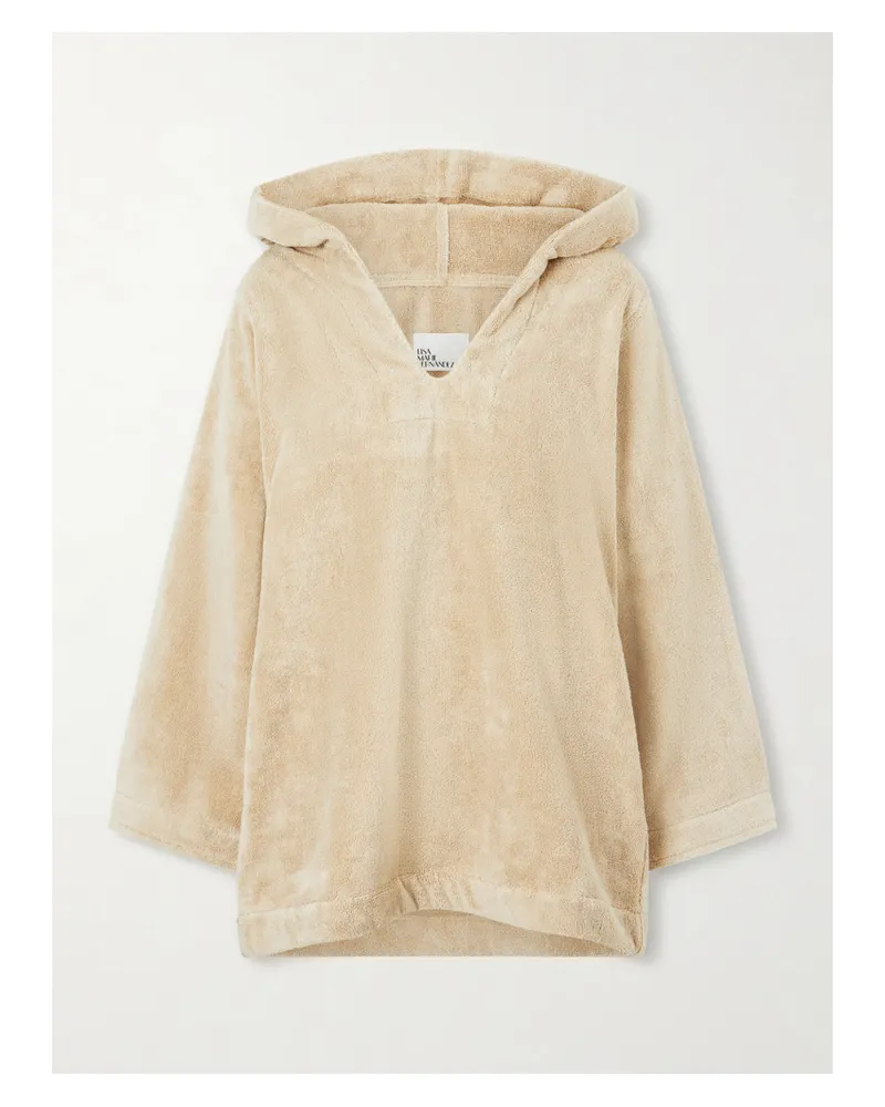 Lisa Marie Fernandez Hooded Cotton-terry Tunic - Neutrals Neutrals