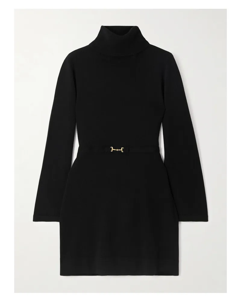 RIXO Aly Minikleid Aus Einer Woll-kaschmirmischung Mit Rollkragen Und Verzierung - Schwarz Schwarz
