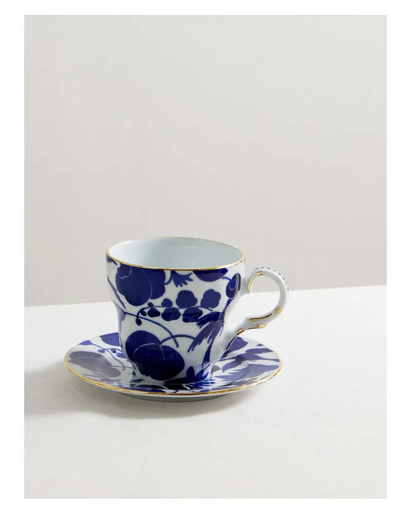 La DoubleJ Tasse Und Untertasse Mit Vergoldeten Details - Blau Blau