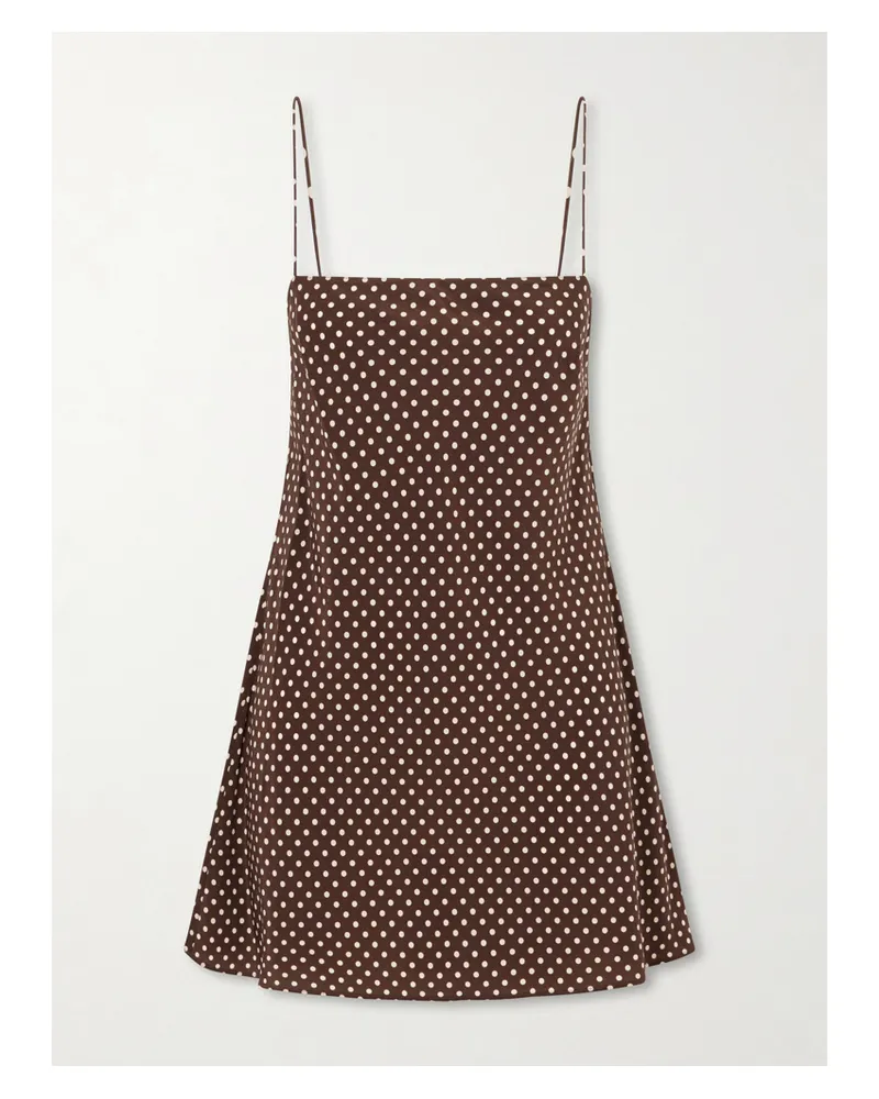 Matteau Polka-dot Silk-crepe De Chine Mini Dress - Brown Brown