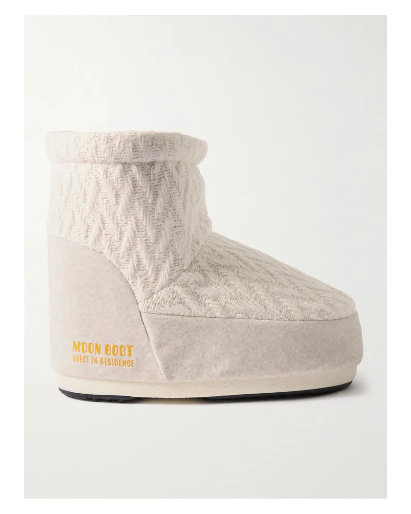 Moon Boot Guest In Residence Icon Low Schneestiefel Aus Strick Mit Filzbesätzen - Weiß Weiß