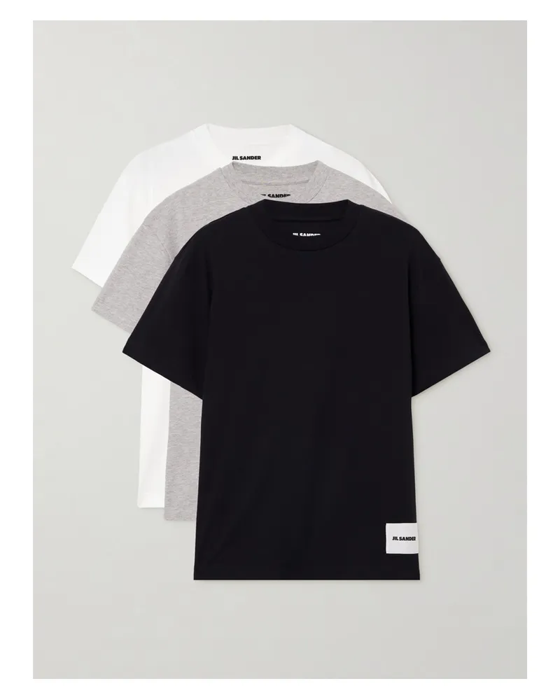 Jil Sander Three-pack Appliquéd Cotton-jersey T-shirts - Multi Multi