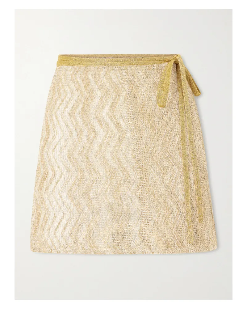 Missoni Mare Mini-wickelrock Aus Metallic-häkelstrick Mit Pailletten - Gold Gold