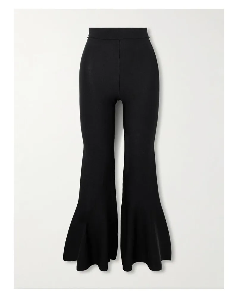 AMI Paris Bootcut-hose Aus Stretch-strick Mit Godets - Schwarz Schwarz