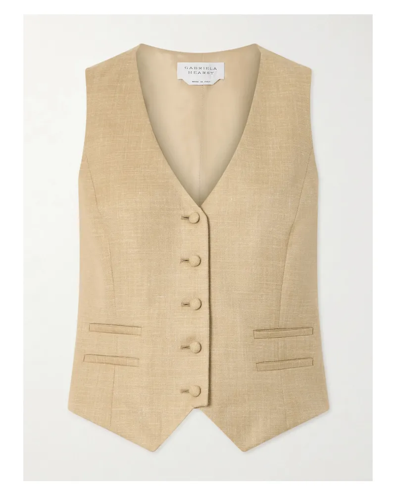 Gabriela Hearst Coleridge Wool, Silk And Linen-blend Twill Vest - Neutrals Neutrals