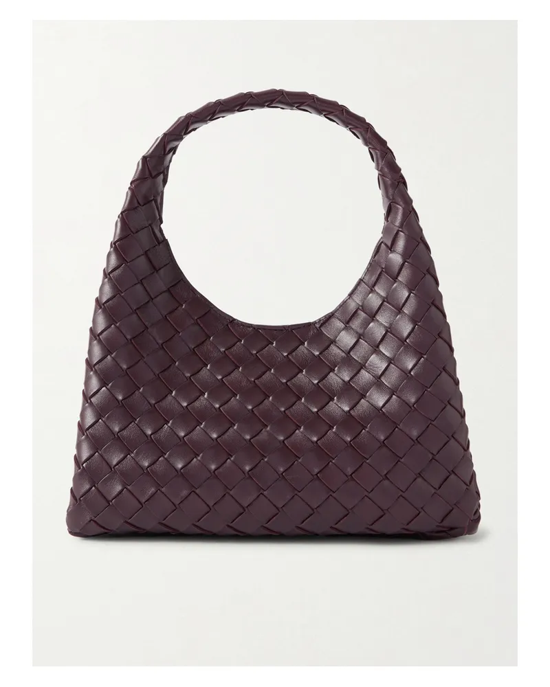 Bottega Veneta Intrecciato Leather Shoulder Bag - Burgundy Burgundy