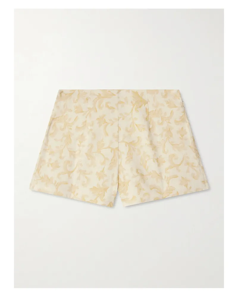 Posse Isla Shorts Aus Einer Bedruckten Leinen-seidenmischung - Gelb Gelb