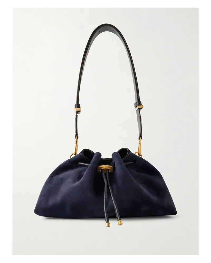 Jimmy Choo Cinch Medium Leather-trimmed Suede Shoulder Bag - Blue Blue