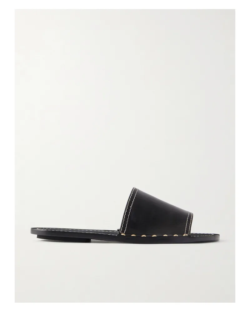 Totême Studded Leather Slides - Black Black