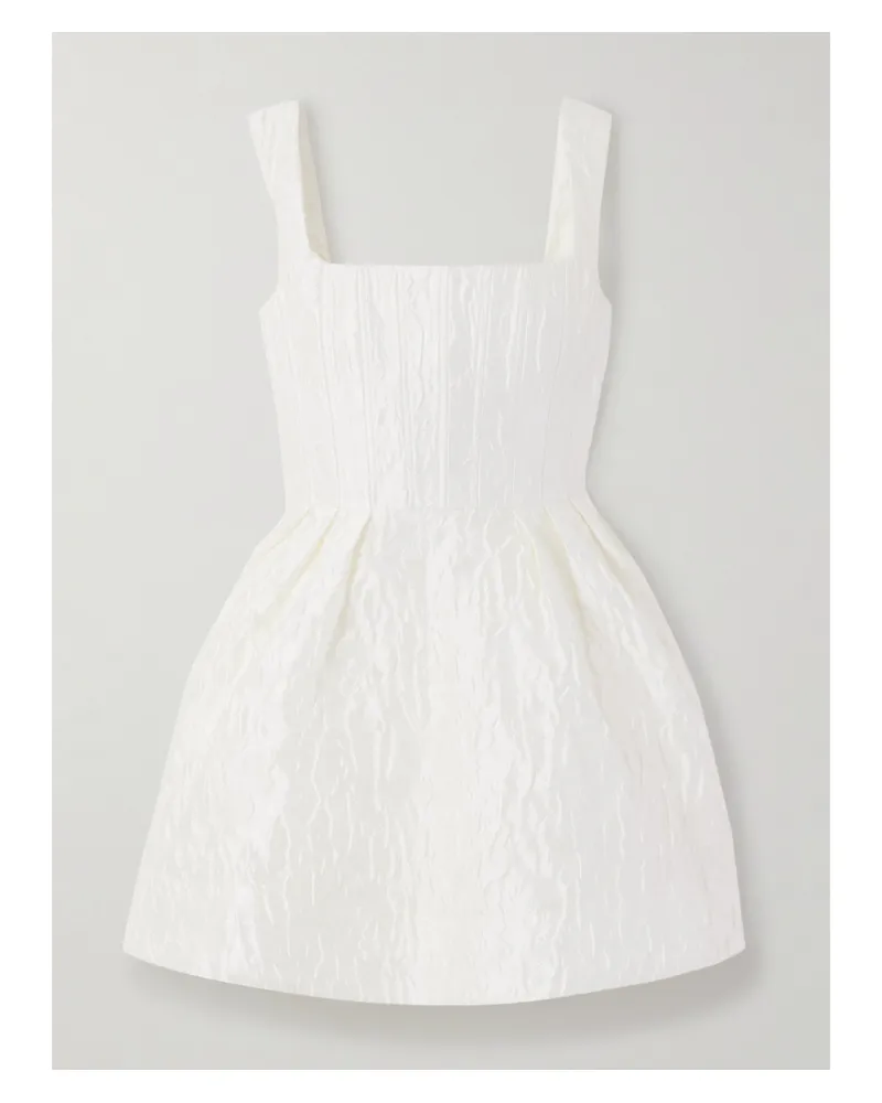 Rebecca Vallance Vanilla Dreams Pleated Cloqué Mini Dress - Ivory Ivory