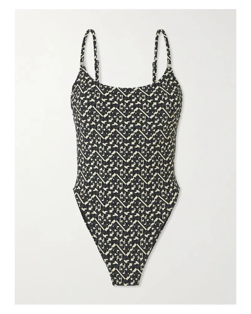 Tory Burch Bedruckter Badeanzug Mit Bügeln - Grau Grau