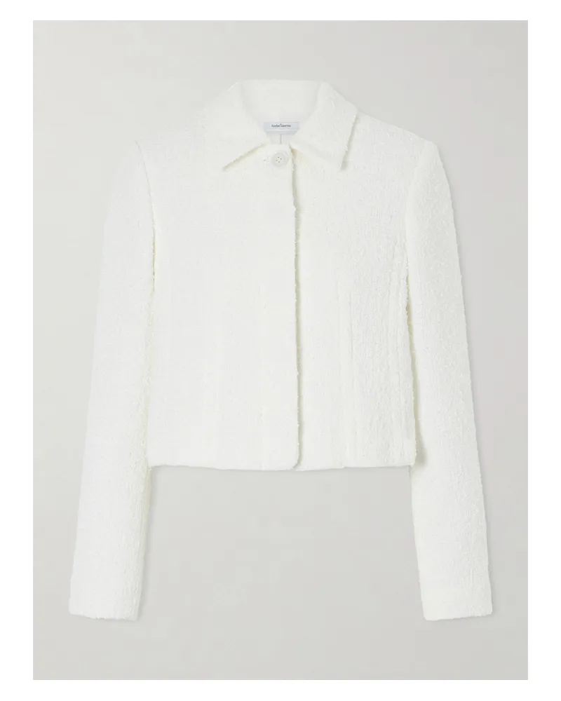 Another Tomorrow Cropped Cotton Bouclé-tweed Jacket - White White