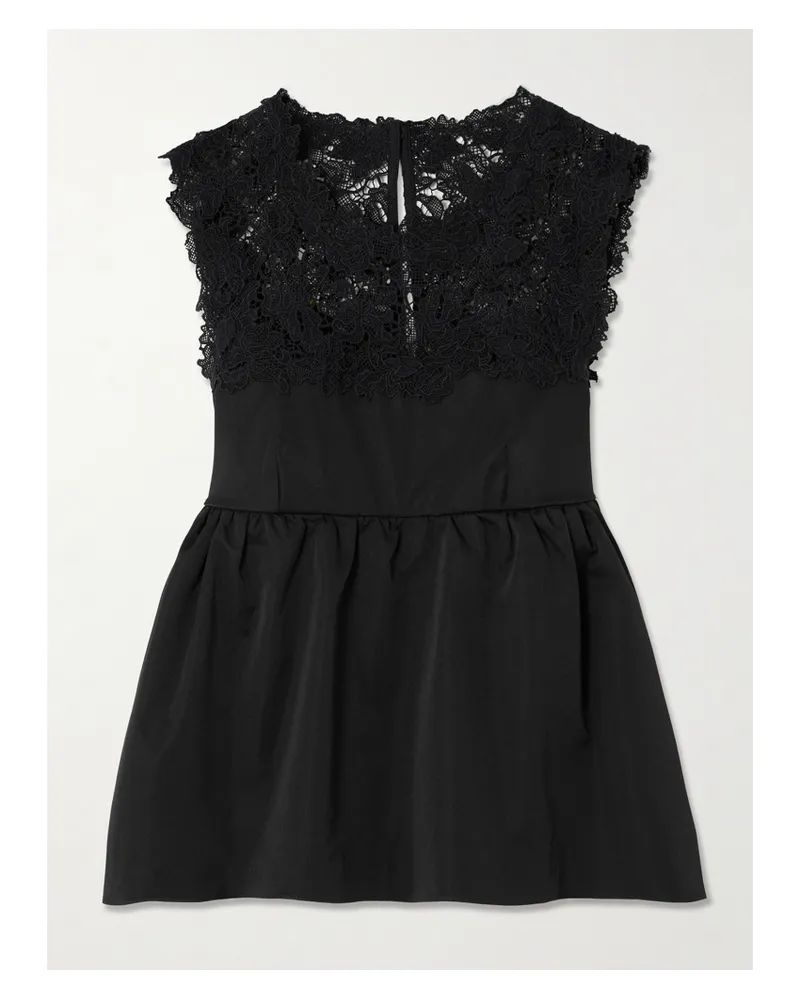 Kika Vargas Ivonne Oberteil Aus Twill Mit Einsatz Aus Guipure-spitze Und Schößchen - Schwarz Schwarz