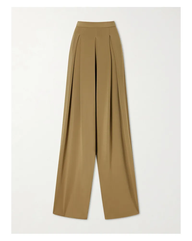 Max Mara Pleated Crepe Wide-leg Pants - Brown Brown