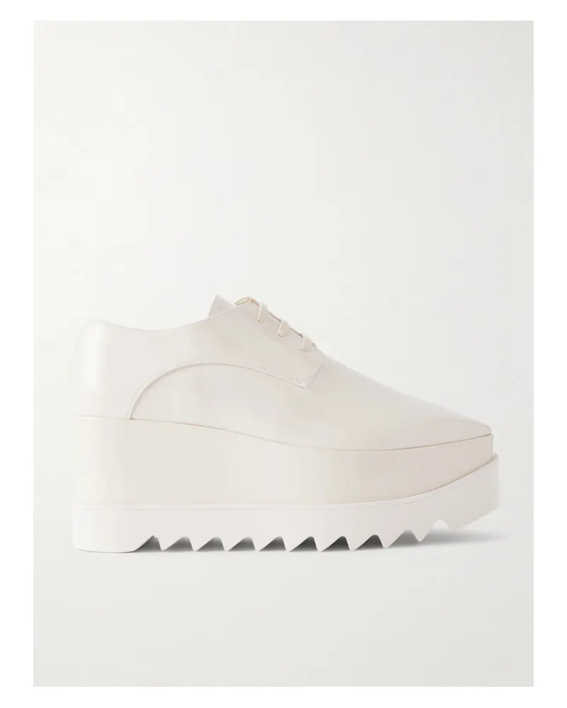Stella McCartney Elyse Vegetarian Patent-leather Platform Brogues - Ivory Ivory