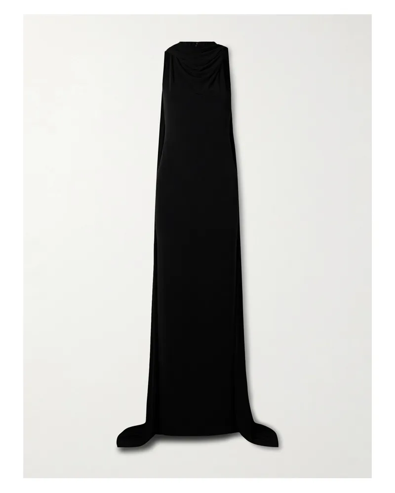 Brandon Maxwell The Presley Cape-effect Draped Stretch-jersey Gown - Black Black
