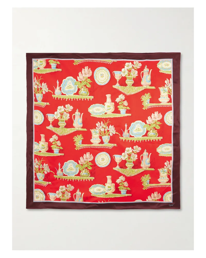 Olivia von Halle Dunaway Tuch Aus Bedrucktem Seidensatin - Rot Rot