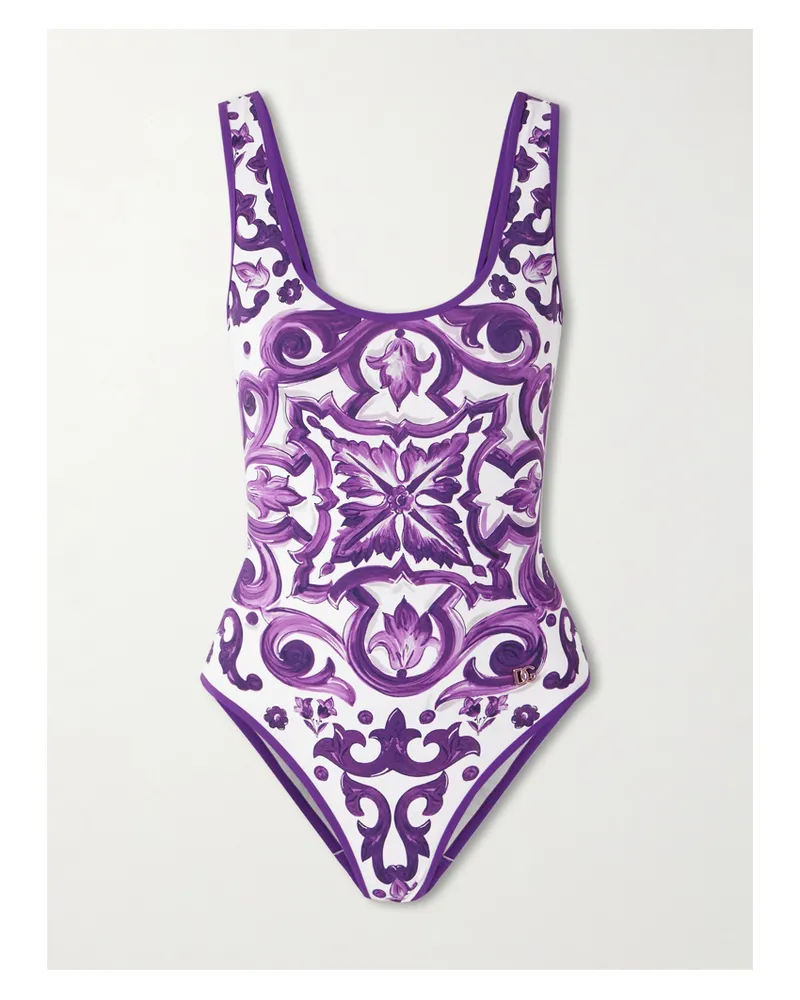 Dolce & Gabbana Maiolica Bedruckter Badeanzug - Lila Lila