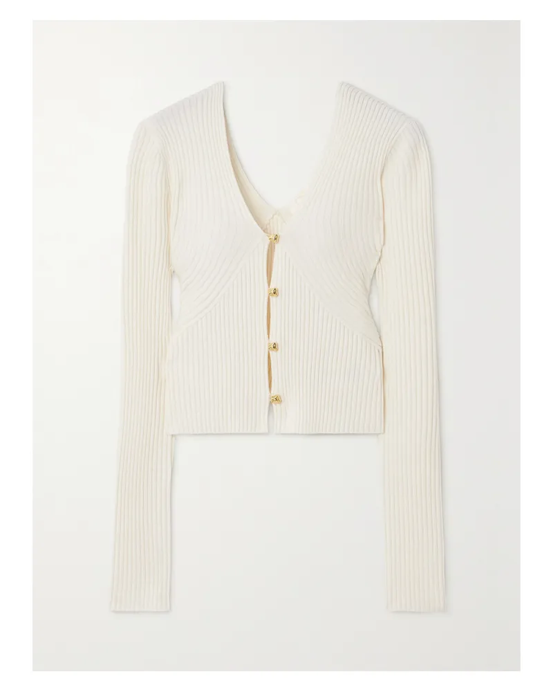 Chloé Cardigan Aus Einer Gerippten Wollmischung - Weiß Weiß