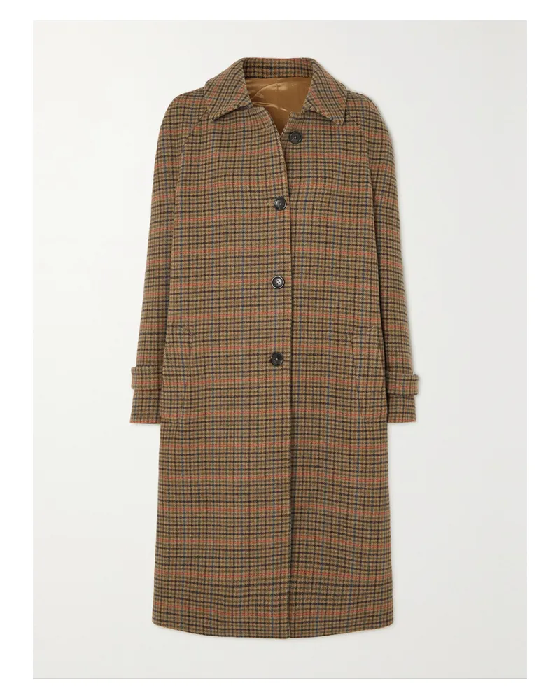 Fortela Alessandro Mantel Aus Einer Karierten Wollmischung - Braun Braun