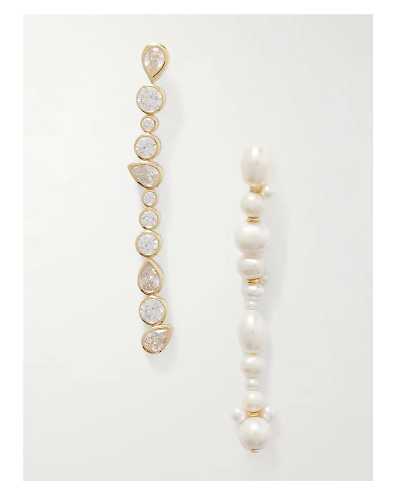 Completedworks Ohrringe Aus Recyceltem Gold-vermeil Mit Cubic Zirkonia Und Perlen - Weiß Weiß