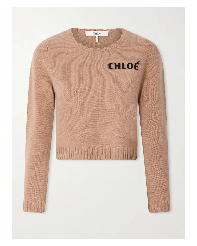 Chloé Pullover Aus Einer Woll-kaschmirmischung Mit Wellenkante - Neutral Neutral