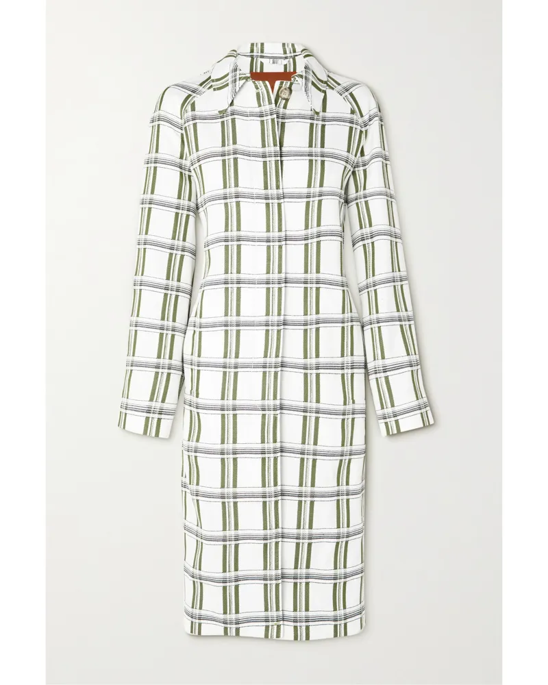 Victoria Beckham Mantel Aus Kariertem Jacquard - Wollweiß Wollweiß