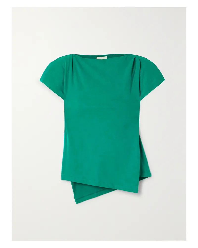 Isabel Marant Sebani Asymmetrisches T-shirt Aus Baumwoll-jersey - Grün Grün