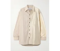 Oversized-hemd aus Seidensatin, Baumwollpopeline und einer Baumwollmischung in Patchwork-optik