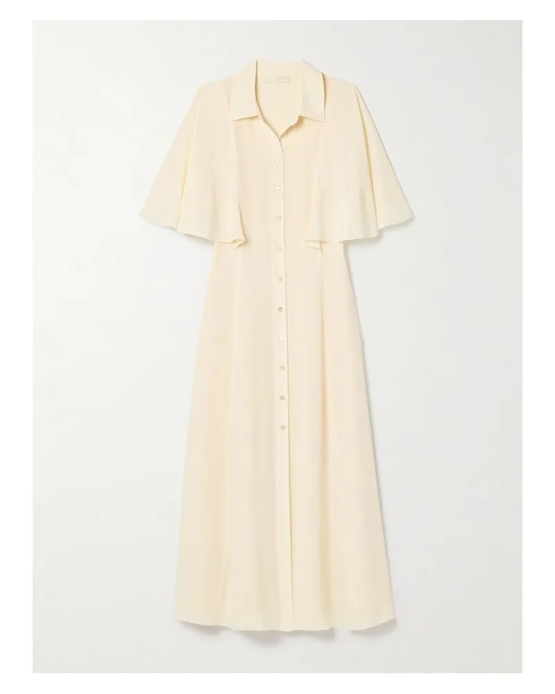 Ulla Johnson Silhouette Midi-hemdblusenkleid Aus Crêpe De Chine Aus Seide - Creme Creme
