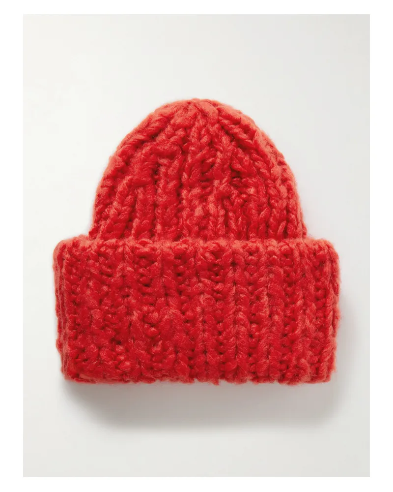 Suzie Kondi Lumi Ribbed Cashmere Beanie - Red Red