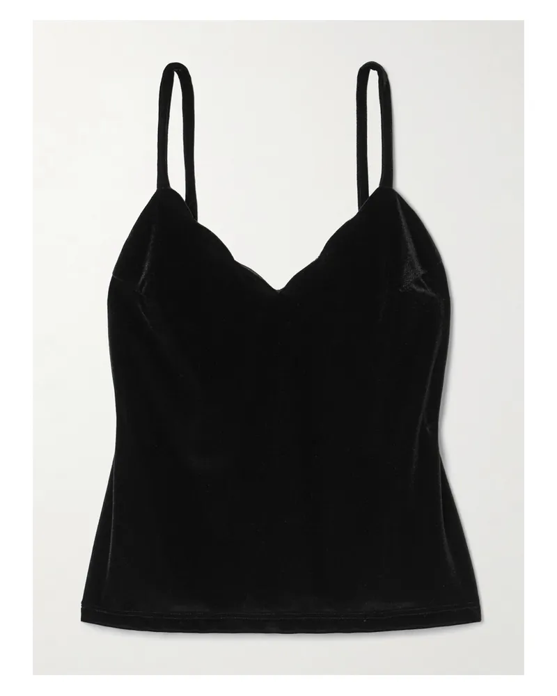 Loretta Caponi Pyrite Top Aus Samt Mit Wellenkante - Schwarz Schwarz