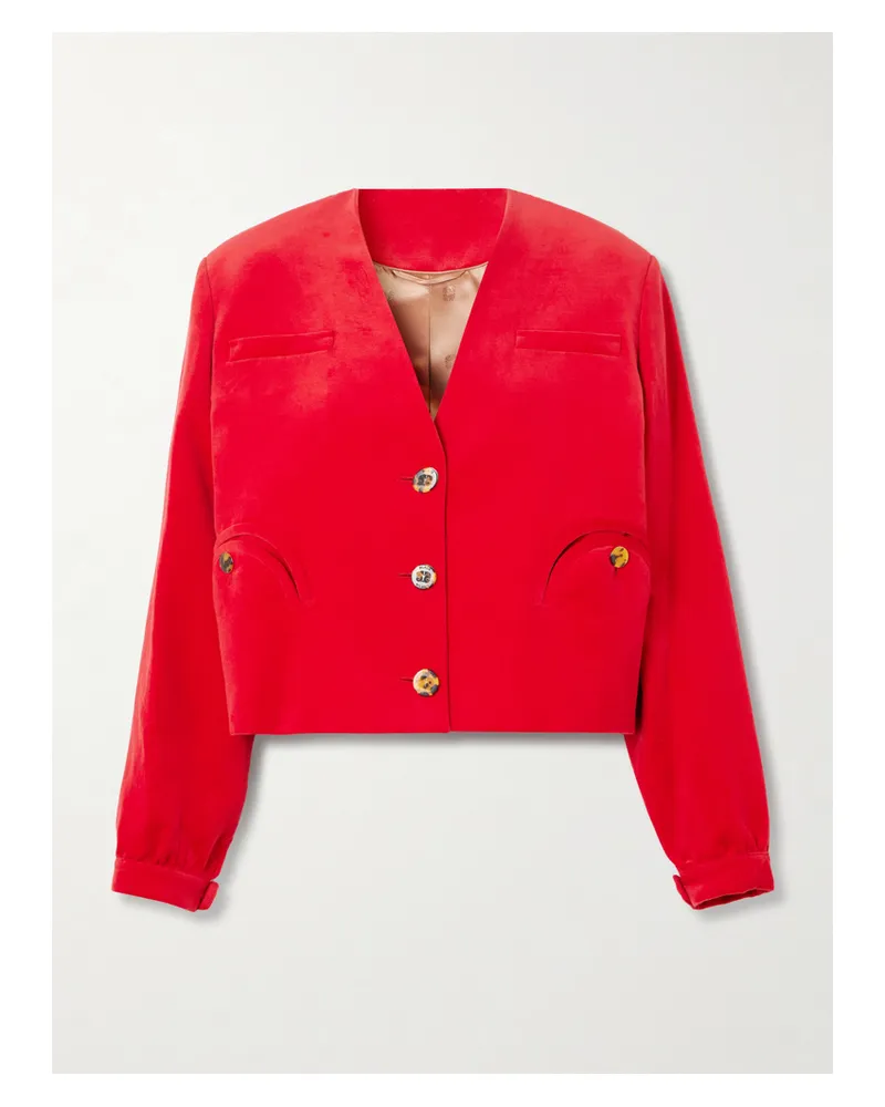 Blazé Milano Riviera Jacke Aus Samt Aus Einer Baumwoll-leinenmischung - Rot Rot