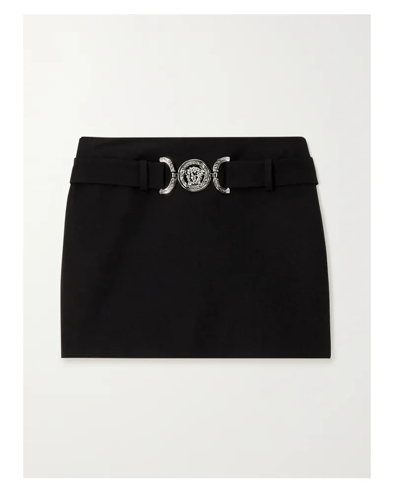 Versace Minirock Aus Grain De Poudre Aus Wolle Mit Gürtel - Schwarz Schwarz