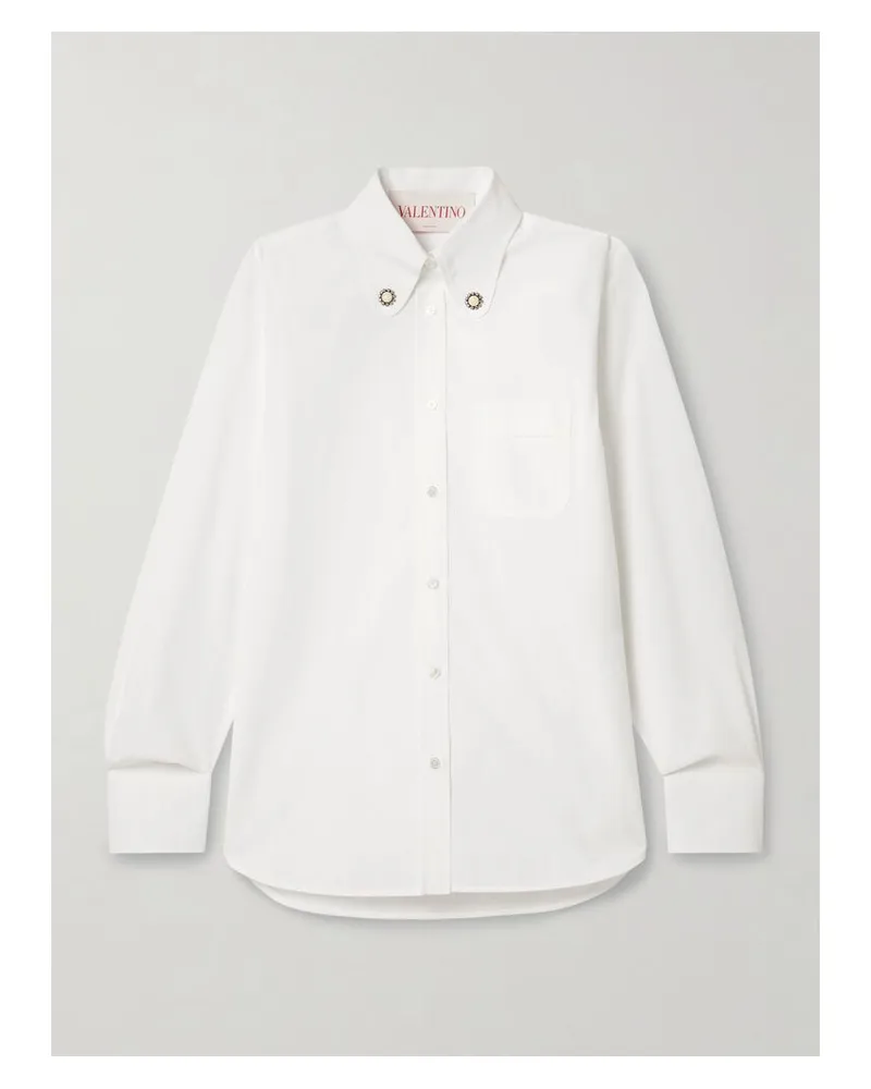 Valentino Garavani Hemd Aus Baumwollpopeline Mit Verzierung - Weiß Weiß