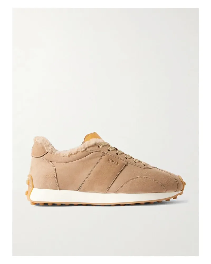 TOD'S Sportivo Active Sneakers Aus Veloursleder Mit Shearling-futter Und Stickerei - Braun Braun