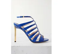 Carine Sandalen Aus Lackleder Mit Krokodileffekt - Blau