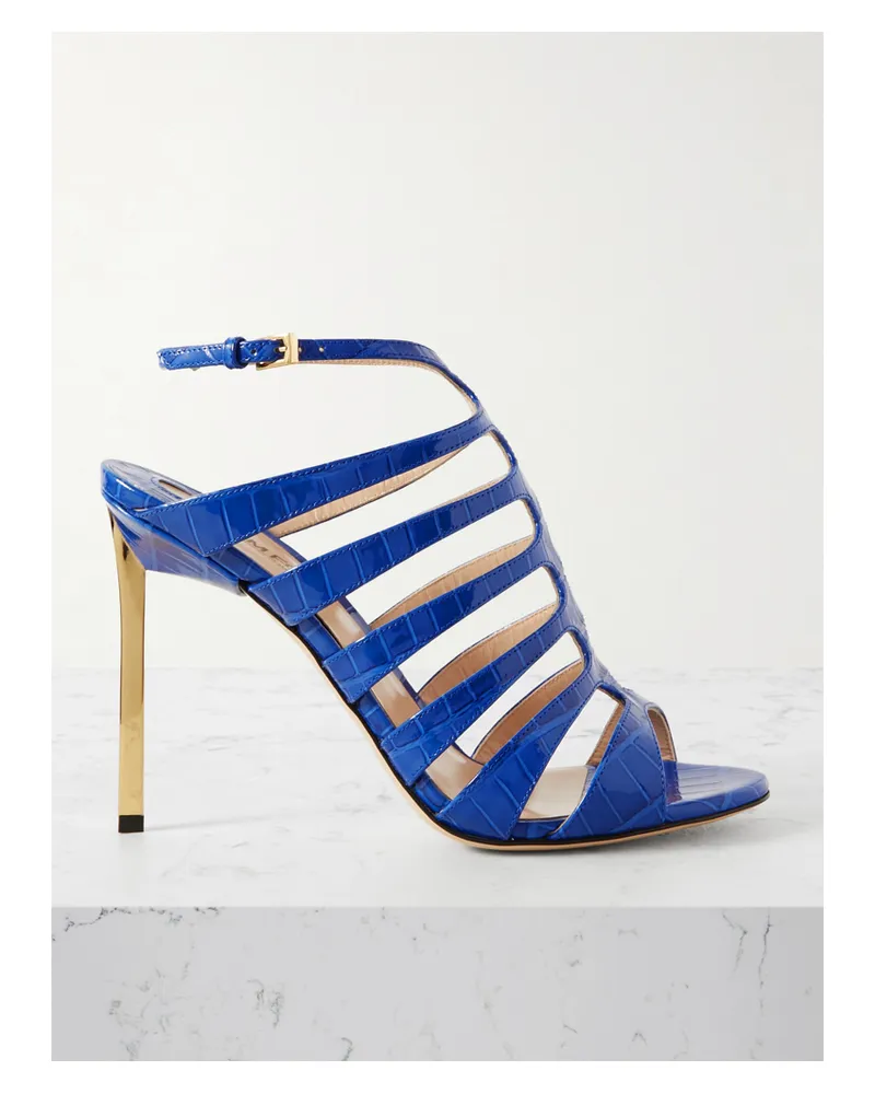 Tom Ford Carine Sandalen Aus Lackleder Mit Krokodileffekt - Blau Blau