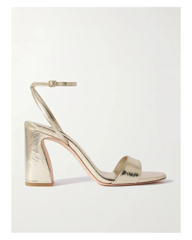 Loeffler Randall Malia Sandalen Aus Metallic-leder In Knitteroptik - Gold Gold