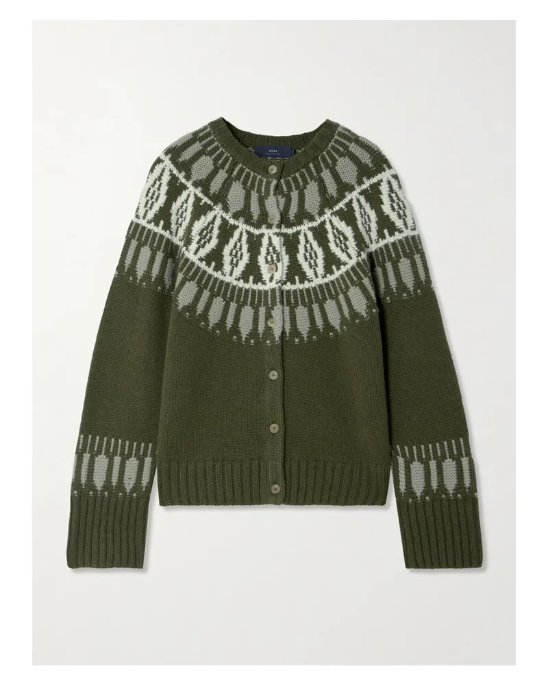 arch4 Aspen Cardigan Aus Kaschmir Mit Fair-isle-muster - Grün Grün