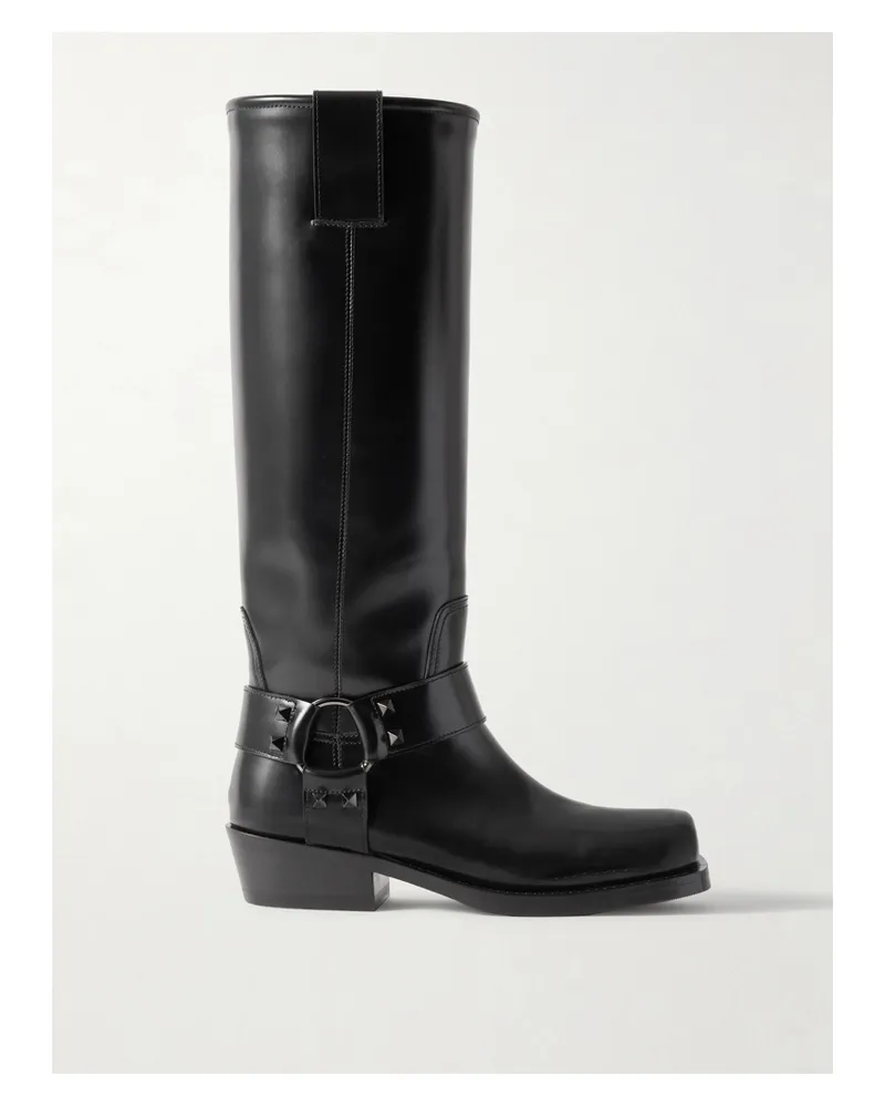 Valentino Garavani Rockstud 40 Kniehohe Stiefel Aus Leder - Schwarz Schwarz