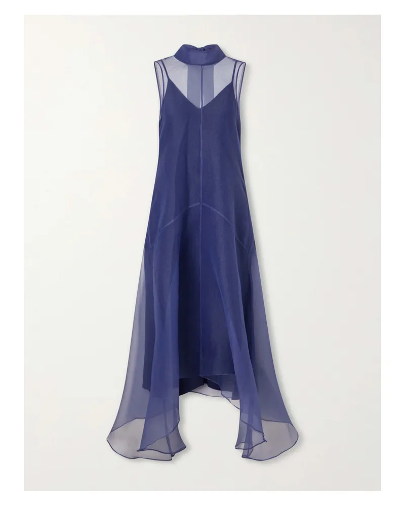 STAUD Auden Sheer Midi Dress - Blue Blue