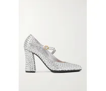 Pumps Aus Intrecciato-leder In Metallic-optik - Silber