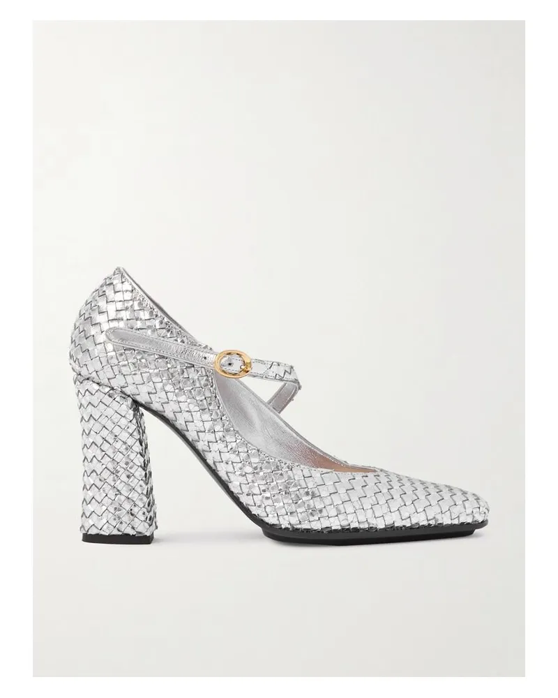 Bottega Veneta Pumps Aus Intrecciato-leder In Metallic-optik - Silber Silber