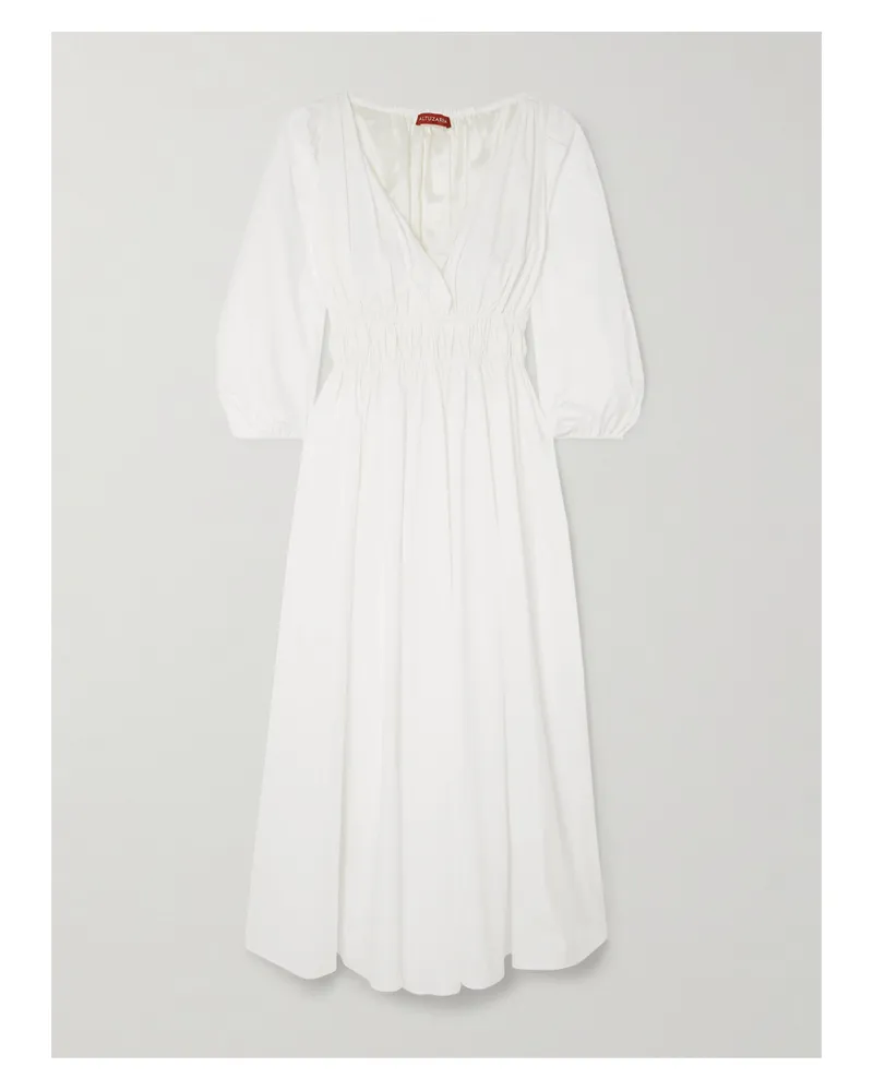 Altuzarra Kathleen Midikleid Aus Popeline Aus Einer Baumwollmischung Mit Raffungen - Weiß Weiß