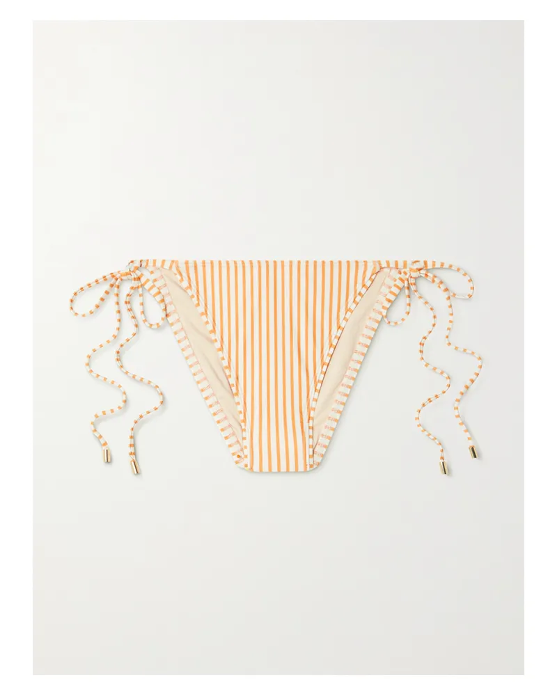 Peony Net Sustain Bikini-höschen Aus Gestreiftem Stretch-econyl® - Gelb Gelb